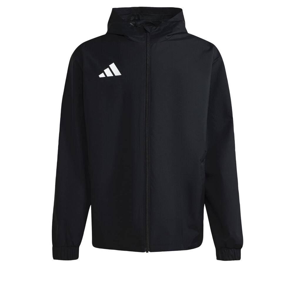 Adidas Mens Entrada26 All Weather Jacket Full Zip Black White Logo Size Large